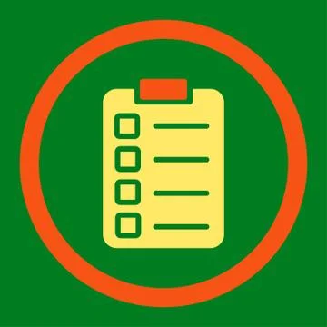 Test task flat orange and yellow colors rounded vector icon 스톡 일러스트