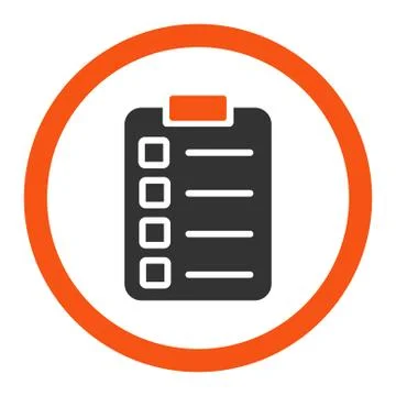 Test task flat orange and gray colors rounded vector icon Stock Illustration