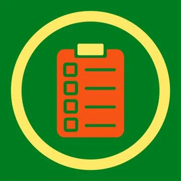 Test task flat orange and yellow colors rounded glyph icon Stock Illustration