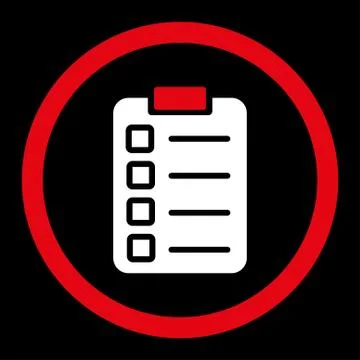 Test task flat red and white colors rounded vector icon イラスト素材