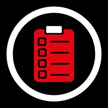 Test task flat red and white colors rounded glyph icon Illustrazione stock