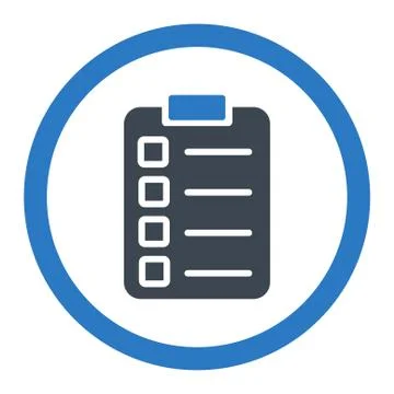 Test task flat smooth blue colors rounded glyph icon Illustrazione stock
