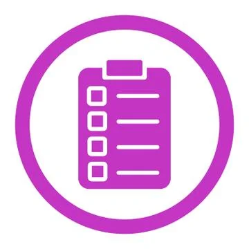 Test task flat violet color rounded glyph icon Stock Illustration
