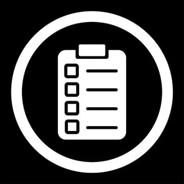 Test task flat white color rounded vector icon Stock Illustration