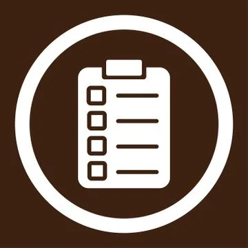 Test task flat white color rounded vector icon Illustrazione stock