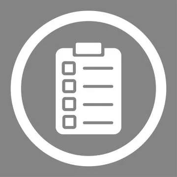 Test task flat white color rounded vector icon Illustrazione stock