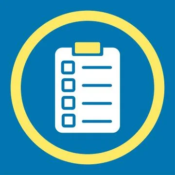 Test task flat yellow and white colors rounded vector icon Illustrazione stock