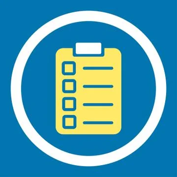Test task flat yellow and white colors rounded vector icon イラスト素材