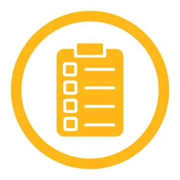 Test task flat yellow color rounded glyph icon Illustrazione stock