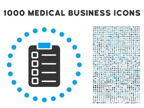 Test Task Icon with 1000 Medical Business Pictograms 스톡 일러스트