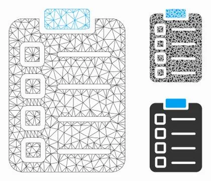 Test Tasks Vector Mesh Carcass Model and Triangle Mosaic Icon 스톡 일러스트