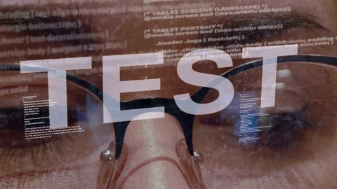 Test text on female software developer Stock Footage 107970373