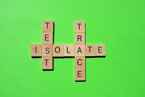 Test, Trace, Isolate, crossword Stock Photos