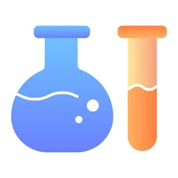 Test tube and beaker flat icon. Medical flasks vector illustration isolated on Ilustração Stock