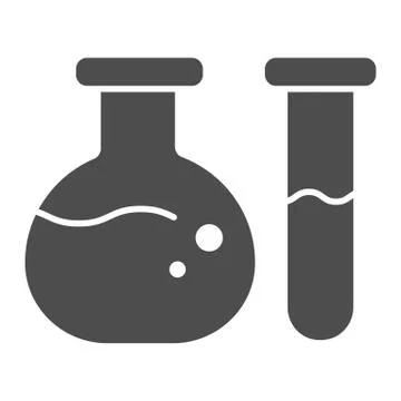 Test tube and beaker solid icon. Medical flasks vector illustration isolated on Stock Illustration