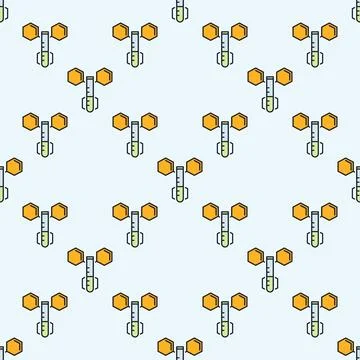 Test Tube and hexagonal molecular formula vector Science colored seamless p.. Stock Illustration