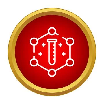Test tube and molecular structure icon representing chemistry Иллюстрация