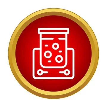 Test tube beaker with bubbling liquid icon Stock Illustration