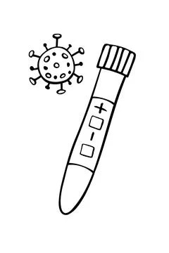 Test tube, beaker with molecule virus isolated on white background. Covid-19  스톡 일러스트