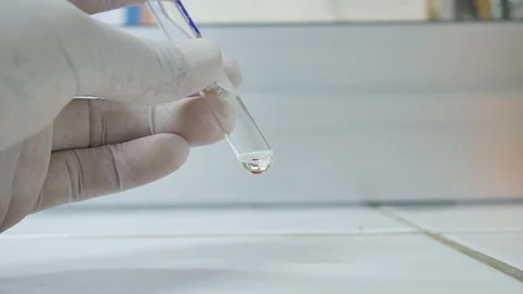 Test tube blood group testing in laboratory science concept. Stock Footage 108198552