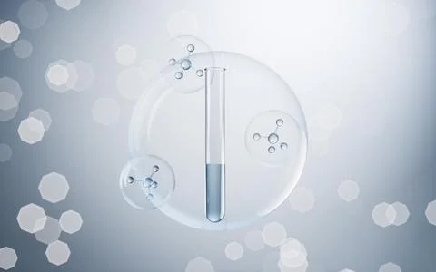Test tube with blue background, 3d rendering. Illustrazione stock