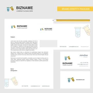 Test tube Business Letterhead, Envelope and visiting Card Design vector templ イラスト素材