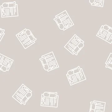 Test tube with certificate line vector seamless pattern Stock Illustration