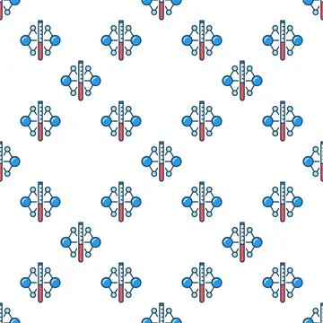 Test Tube with Chemical Compound vector Pharmaceutical colored seamless patte Stock Illustration