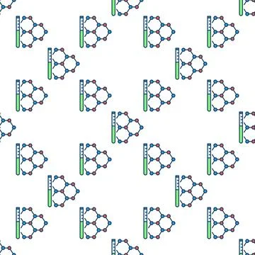 Test Tube with Chemical Formula vector Microbiology colored seamless pattern Stock Illustration