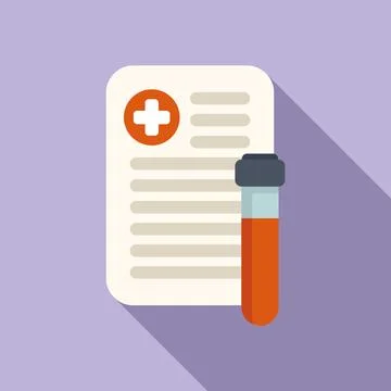 Test tube data icon flat vector. Medical clinic lab Stock Illustration