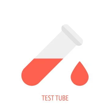 Test tube with drop. Vector flat icon. Symbols of scientific research Stock Illustration