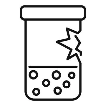 Test tube exploding with bubbles inside line icon イラスト素材