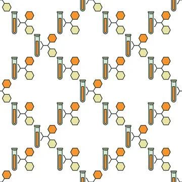 Test Tube with Formula vector Chemistry colored seamless pattern Stock Illustration