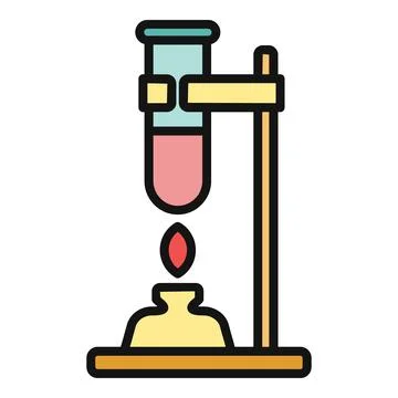 Test tube heating on bunsen burner icon Stock Illustration