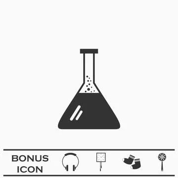 Test tube icon flat Stock Illustration