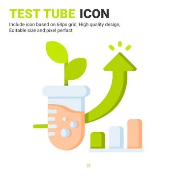Test tube icon vector with flat color style isolated on white background 스톡 일러스트