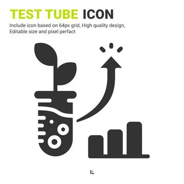 Test tube icon vector with flat style isolated on white background Stock Illustration