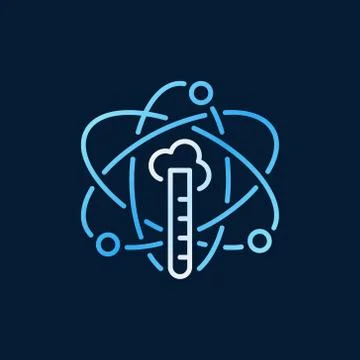 Test-tube inside atom line colorful icon - vector chemistry sign Stock Illustration