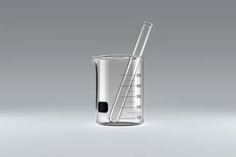 Test tube inside empty beaker Stock Illustration