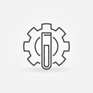 Test tube inside gear vector chemistry concept linear icon Stock Illustration