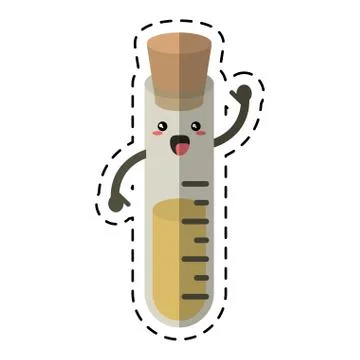 Test tube laboratory school tool cut line Stock Illustration