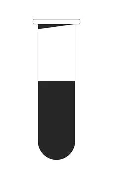 Test tube with liquid flat line black white vector object Illustrazione stock