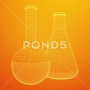 Test tube low poly wireframe mesh Stock Illustration