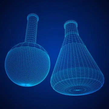 Test tube low poly wireframe mesh Stock Illustration