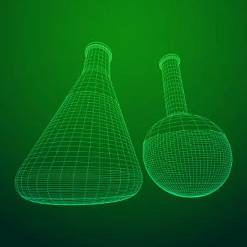 Test tube low poly wireframe mesh Stock Illustration