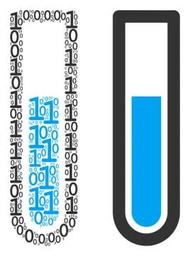Test Tube Mosaic of Binary Digits 스톡 일러스트