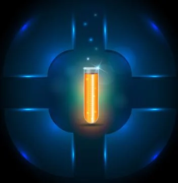 Test tube with orange liquid Stock Illustration