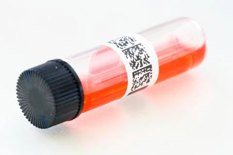 Test tube with qr code Stock Photos