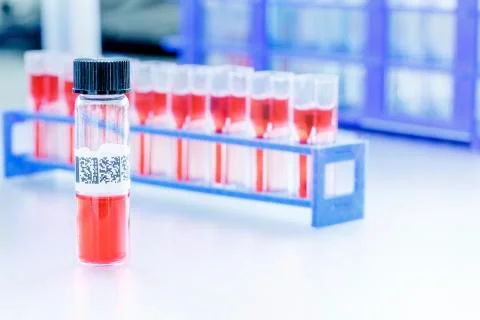 Test tube with qr code Stock Photos
