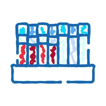 Test tube rack holding various chemical samples Stock Illustration